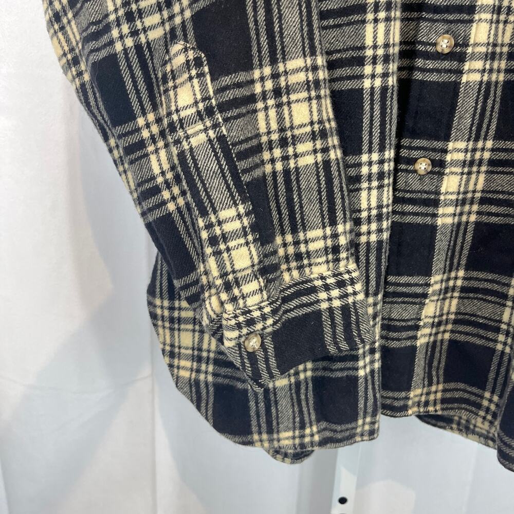 PENDLETON VTG Plaid Wool Work Shirt Long Sleeve Button Up Utility Black Cream XL - Picture 6 of 9